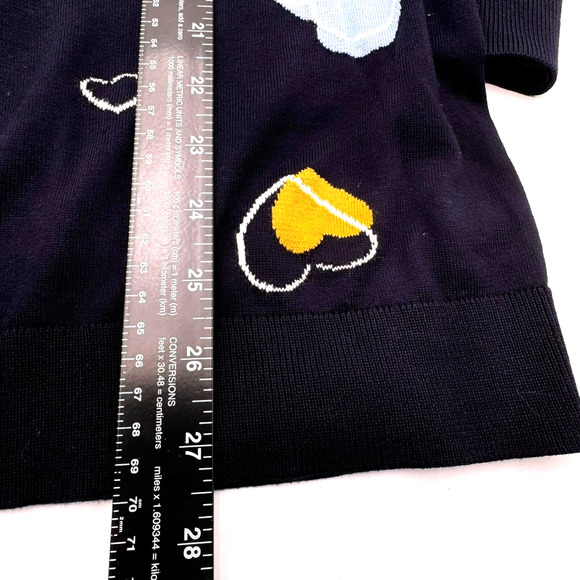 TALBOTS Plus Women's 3X Soft Light Sweater Navy Blue Colorful Hearts Pullover‎ - Picture 8 of 9
